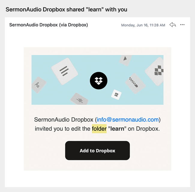 Dropbox email