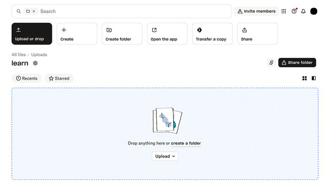 Example of an empty dropbox folder
